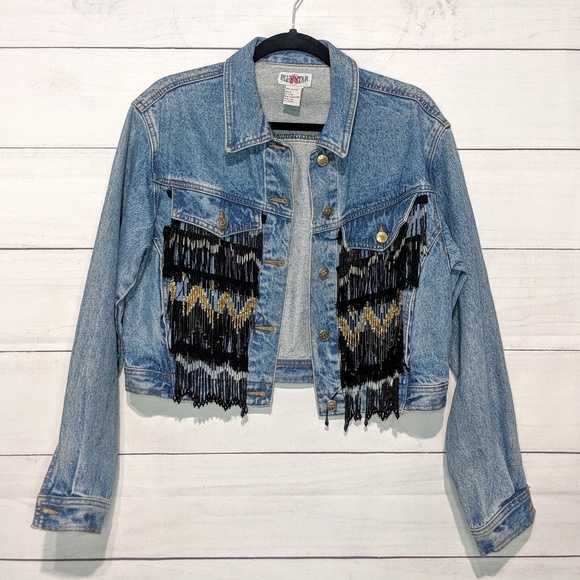 Beaded Fringe Denim Jacket 